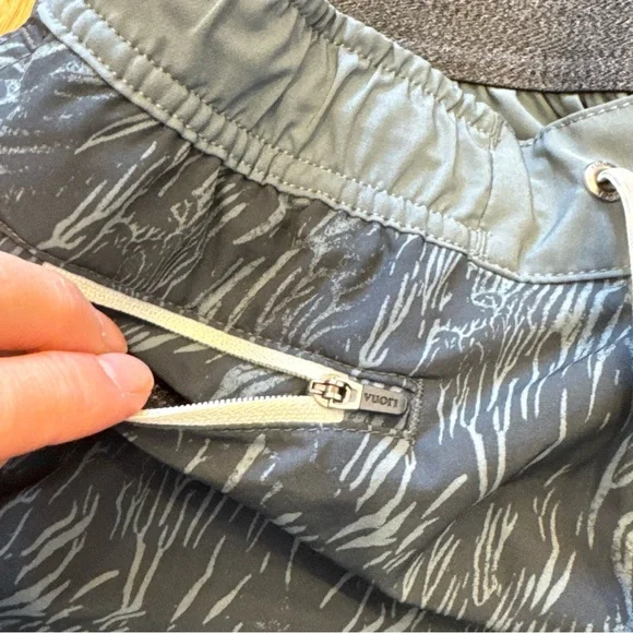 Vouri Men's Bank Shorts, Kashmir Flux Teal Gray Patterned Athletic Shorts, 7”, M - Picture 5 of 13